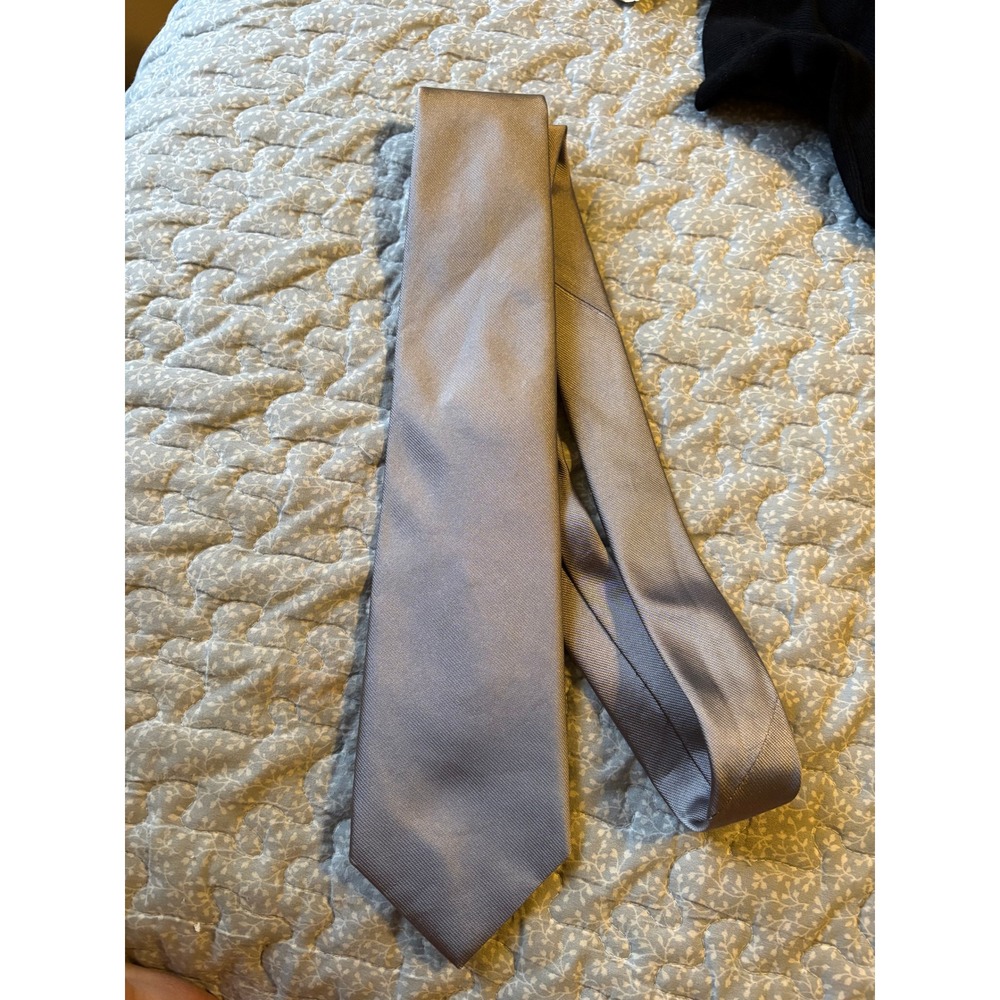 Brooks Brothers Necktie Mens OS Silver Gray Solid Silk Ribbed USA Made NEW